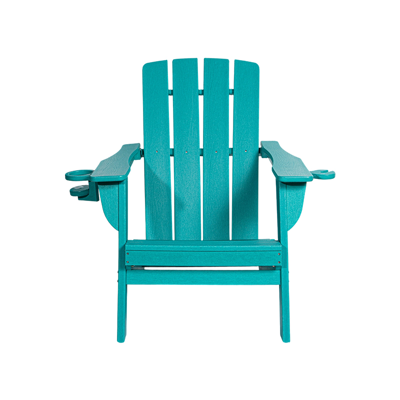 كرسي Lake Blue Small HDPE Adirondack مع أجهزة من الفولاذ المقاوم للصدأ